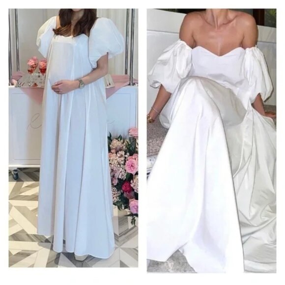 New Caroline Constas Palmer Off The Shoulder White Maxi Dress Evening Gown Small - Picture 7 of 10